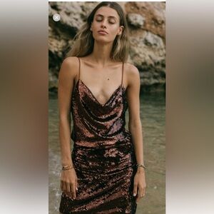 Shona Joy Zaida chocolate sequin set size 6